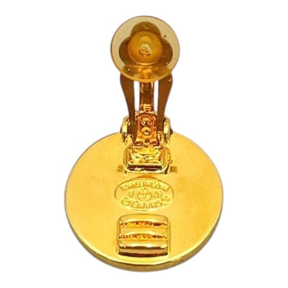 Chanel Vintage Bicolor Turn Lock Coco Earrings Gold Silver W/Box - Picture 8 of 16